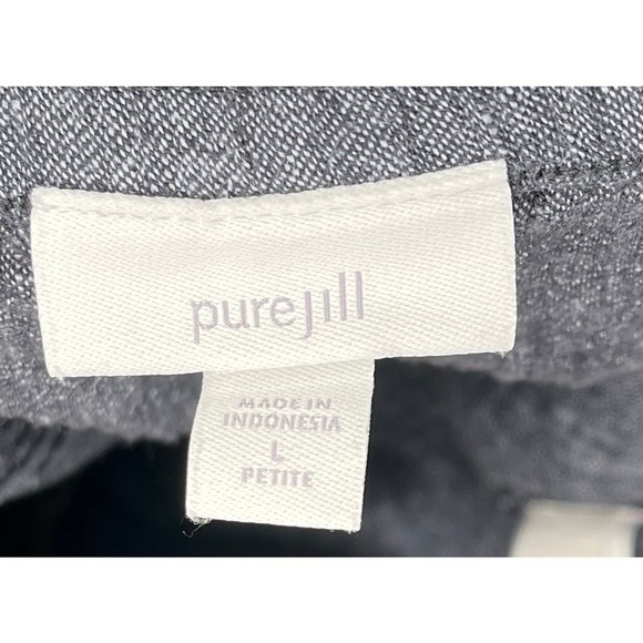 PureJill womens blue ankle pants linen blend drawstring waist pockets crinkle PL - Picture 4 of 8